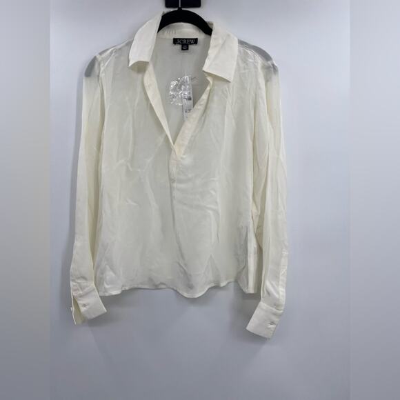 J.Crew Bungalow Popover Shirt in Crepe de Chine Ivory - Picture 4 of 5